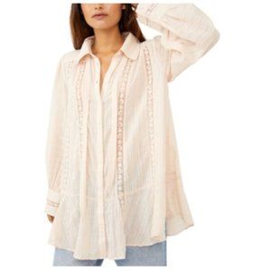 NEW W/ TAGS Free People Mikaela Button-Down Embroidered Tunic Blouse